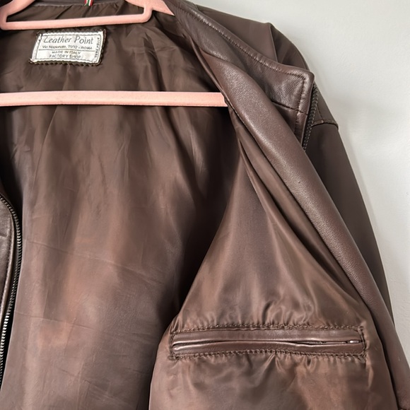 Italian men's genuine leather bomber jacket, warm, brown, size XXL made in Italy - Picture 10 of 13
